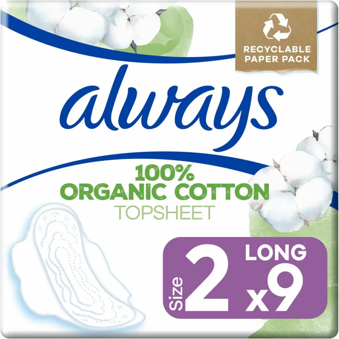 Always Cotton Protection Ultra Long Maandverband - 9 Stuks - 100% Biologisch Katoen - afbeelding 6 van 6