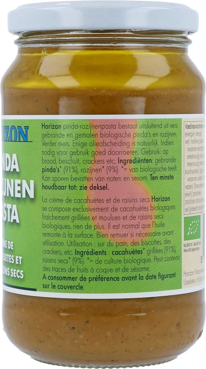 Horizon Pinda Rozijn Pasta Bio 350ml - 6 Potten