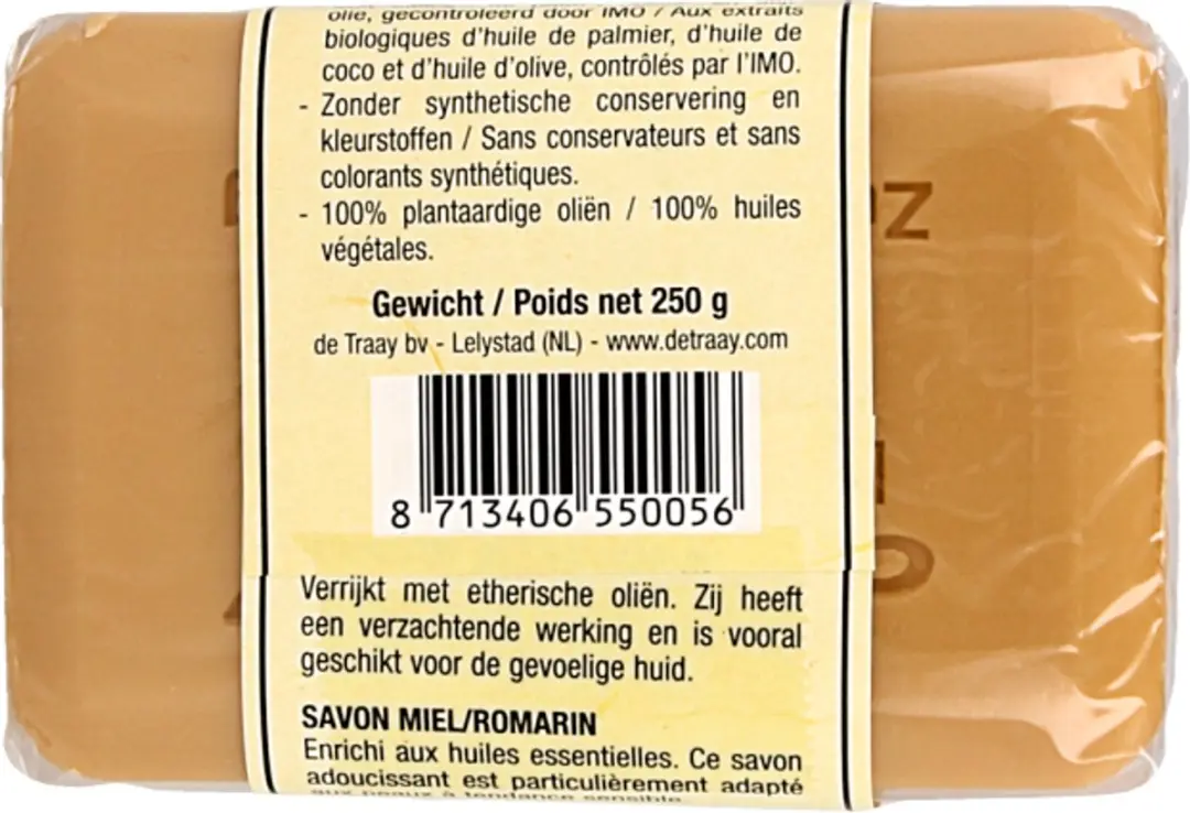 De Traay Honing Rozemarijn Zeep 250g
