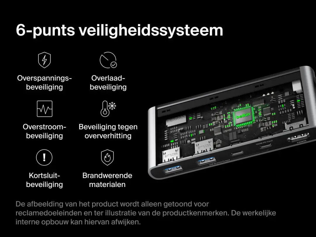 Belkin Connect 7-in-1 USB-C Hub AVC023HQSGY - 4K 60Hz HDMI - 100W PD - Grijs