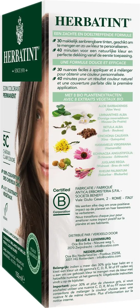 Herbatint Haarverf 5C Licht As Kastanje 150ml