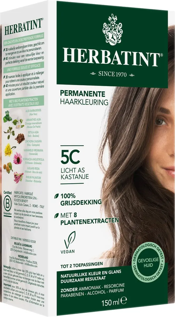 Herbatint Haarverf 5C Licht As Kastanje 150ml