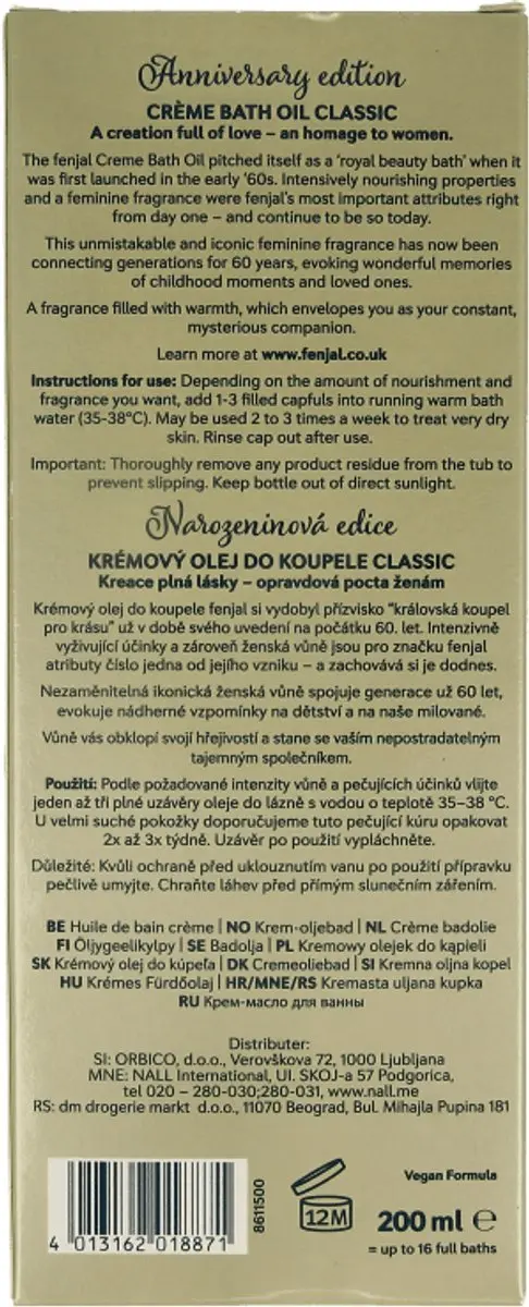 Fenjal Badolie Classic 200ml - afbeelding 6 van 6