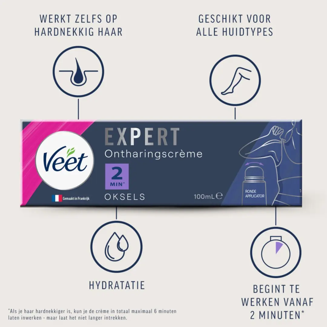 Veet Expert Ontharingscrème Oksels 100ml - 7 Stuks