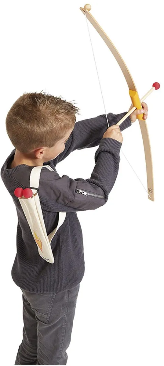 Janod Houten Boogschietset J03172 - 3 Pijlen - 4 Doelen - Bruin/Rood
