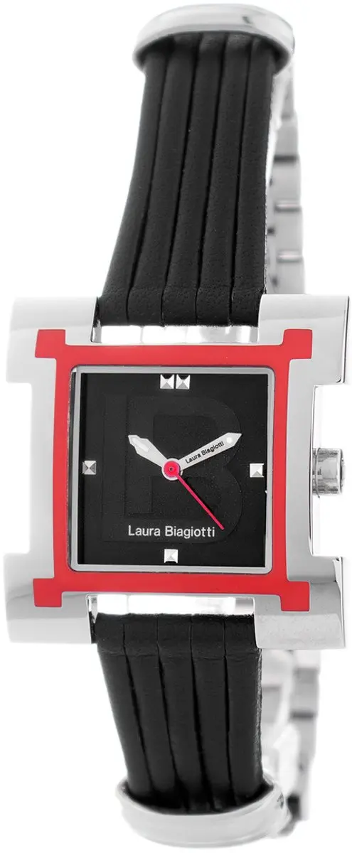 Laura Biagiotti LB0039L-01 Dameshorloge - Zwart Staal/Leer