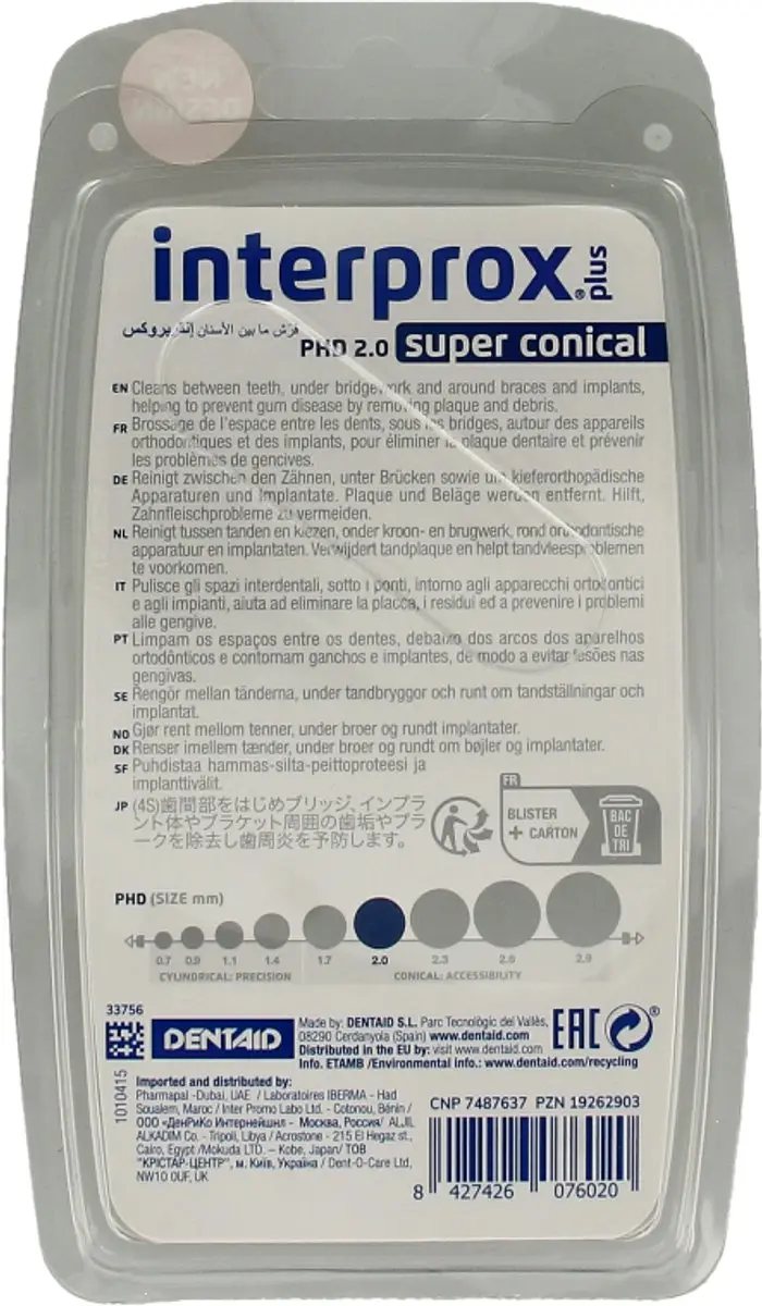 Interprox Plus Ragers Super Conical 2,0mm - Donkerblauw - 4 Stuks