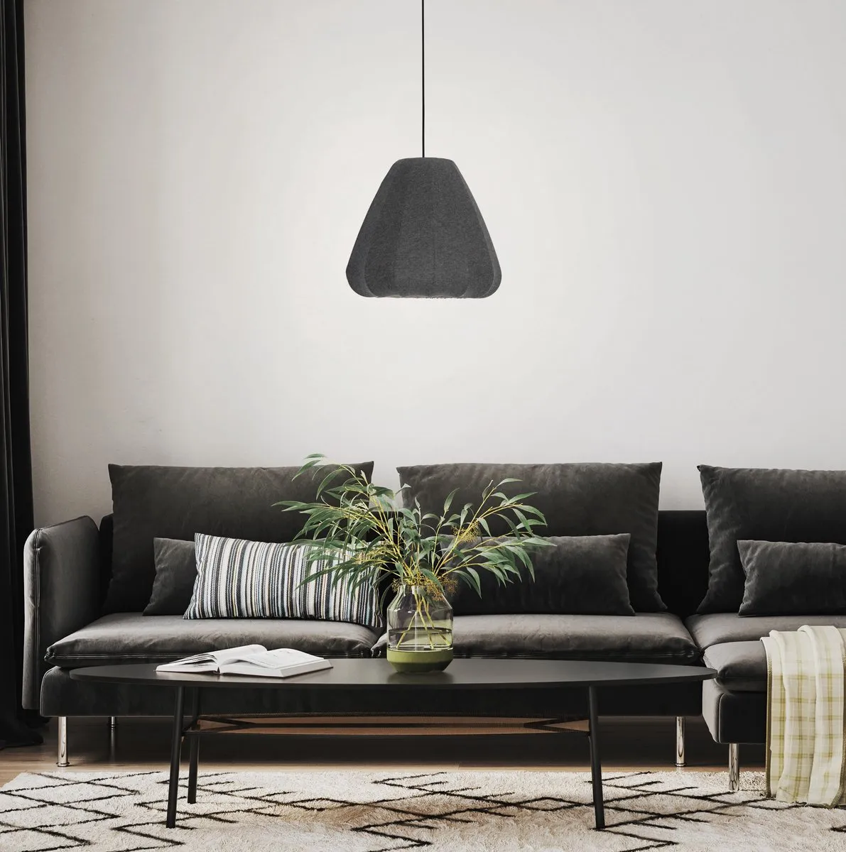 Eglo Barlaston Hanglamp E27 - 3 Lichtpunten - Zwart/Grijs