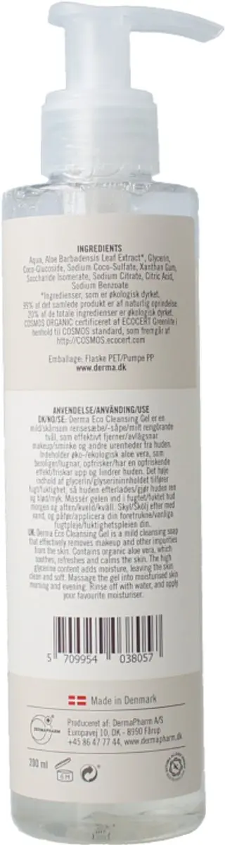 Derma Eco Gezichtsreiniger Make-up Remover Gel 200ml - Aloë Vera
