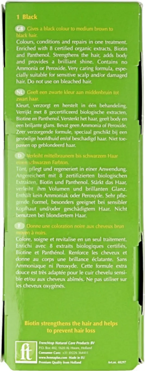 Hennaplus Colour Cream 1 Zwart - 60ml