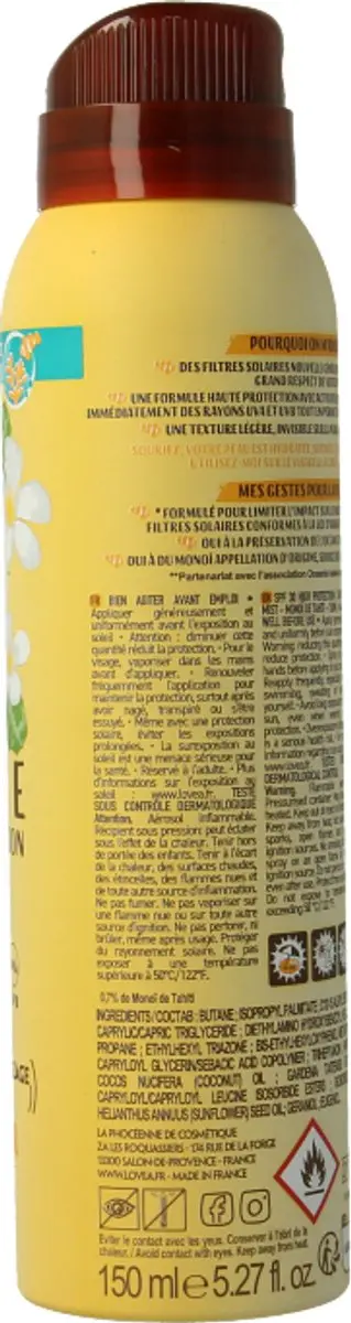 Lovea High Protection Tanning Mist Monoi de Tahiti SPF 30 - 150ml