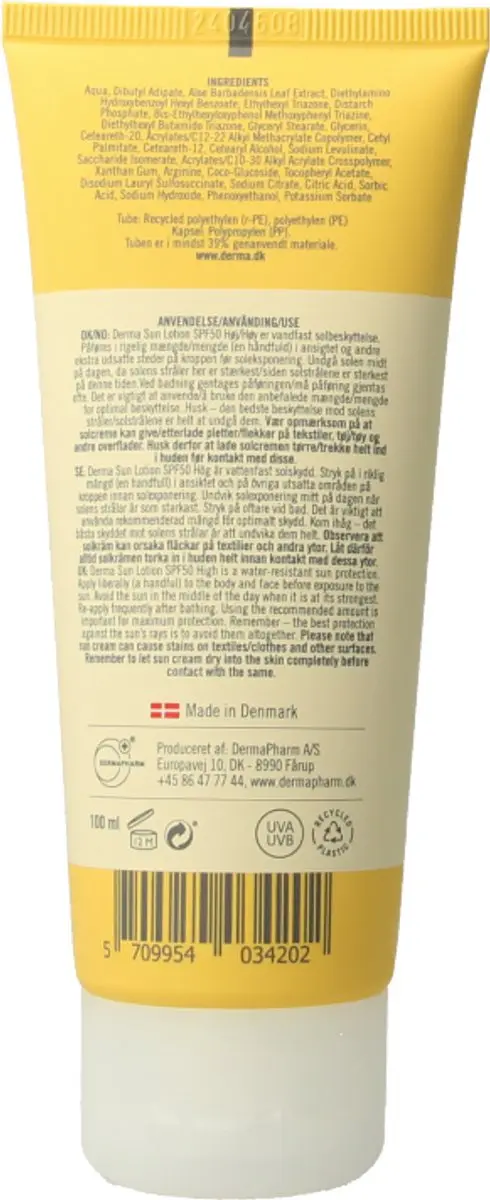 Derma Sun Zonnebrand SPF50 100ml - Waterbestendig - Parfumvrij