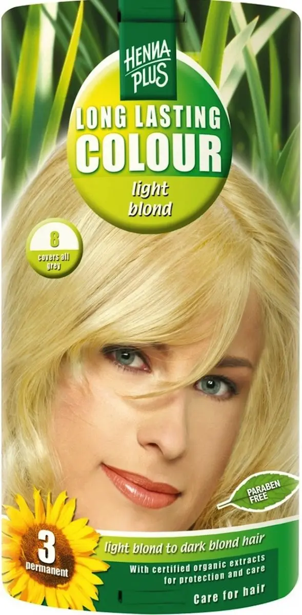 Hennaplus Long Lasting Colour 8 Licht Blond 100ml - Groen