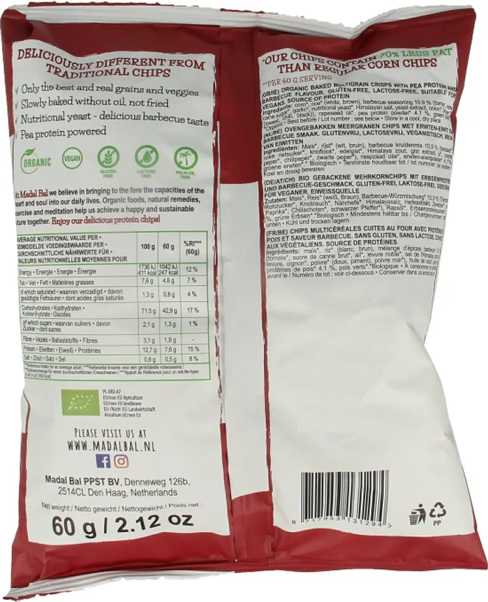 Madal Bal Protein Chips BBQ Bio 60g