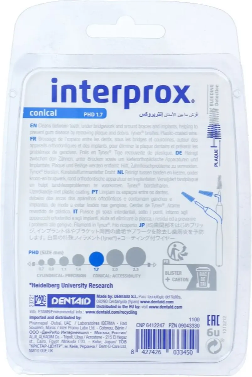 Interprox Premium Conical Blauw PHD 1,7mm - 6 Ragers - afbeelding 6 van 6