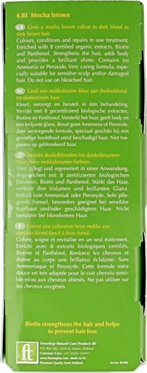 Hennaplus Kleurcrème 4.03 Mokka Bruin - 60ml