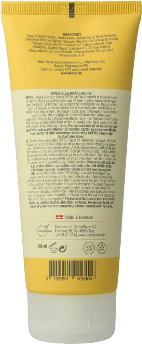 Derma Sun Kids Zonnebrand SPF30 200ml - Gevoelige Huid