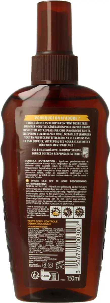 Lovea Sun Dry Oil Spray Zonnebrand SPF 30 - 150ml