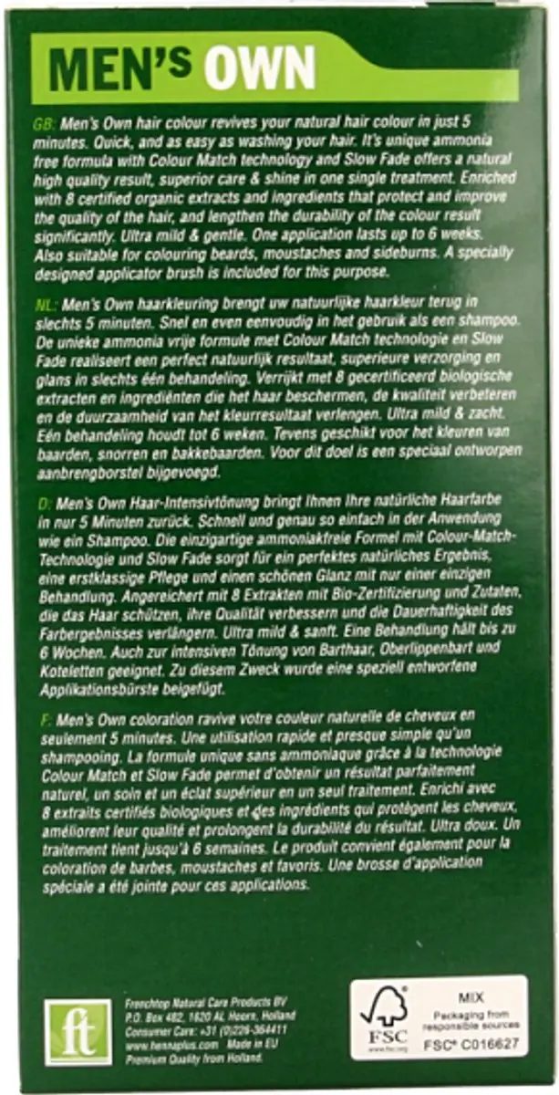 Hennaplus Men's Own Black Haarverf 80ml - Grijs