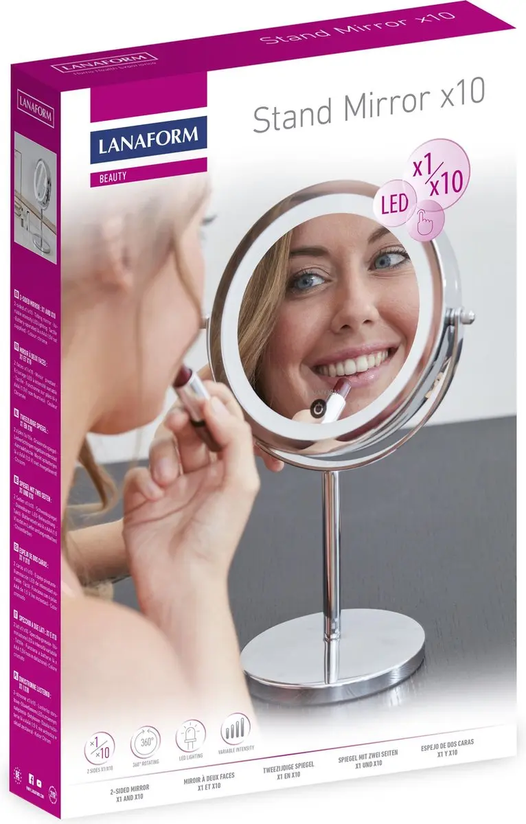 Lanaform Stand Mirror X10 Verlichte Ledspiegel 32,5cm - Zilver