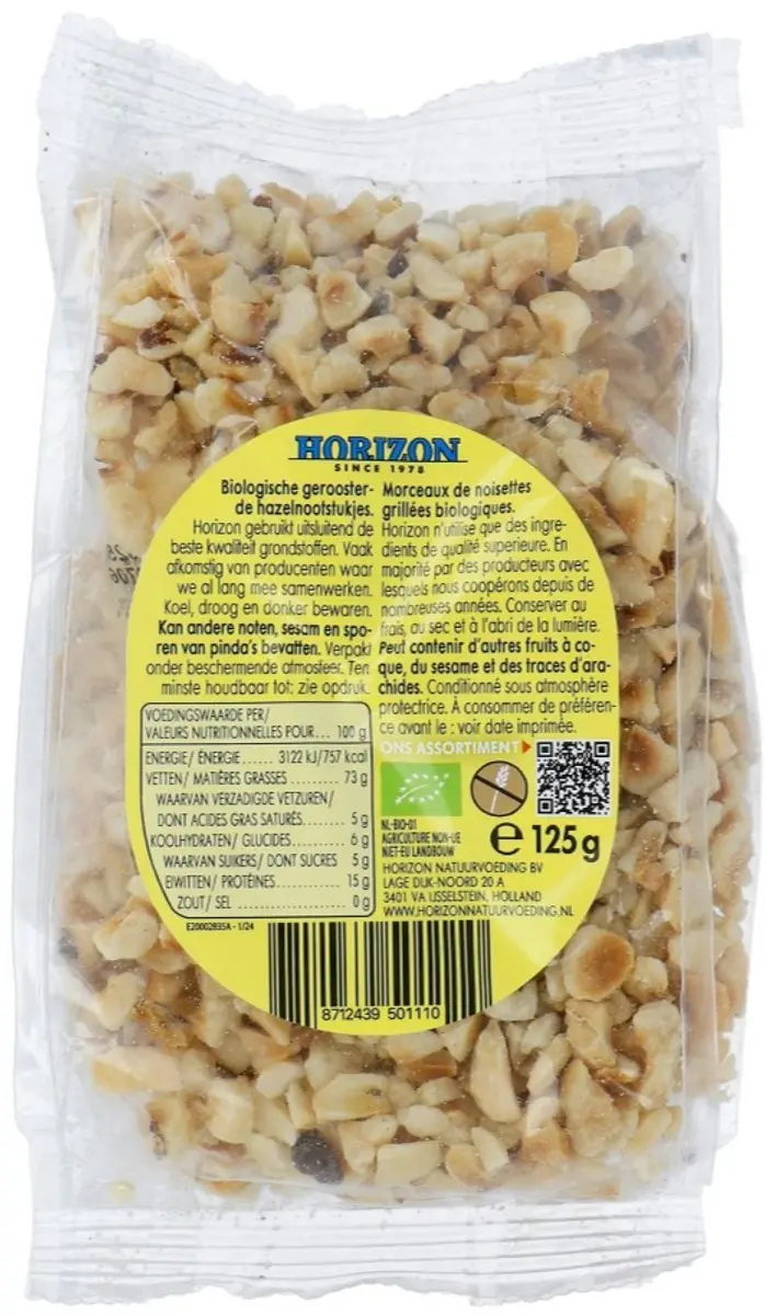 Horizon Geroosterde Hazelnootstukjes Bio 125g