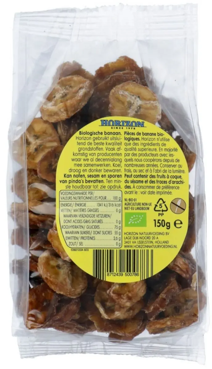 Horizon Banaan Bio 150g Gedroogde Schijfjes