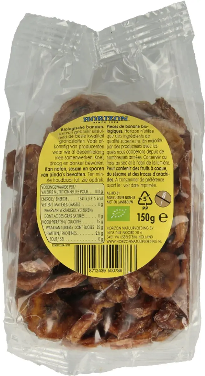 Horizon Banaan Bio 150g Gedroogde Schijfjes