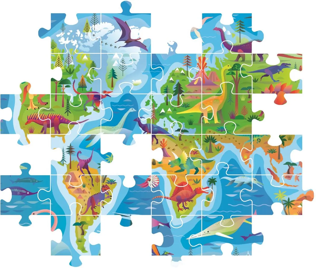 Clementoni - Kinderpuzzel - 180 Stukjes - Dinosaurus Kaart - Puzzel Voor Kinderen - Vanaf 7 Jaar