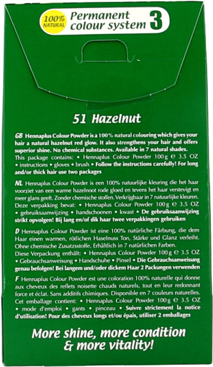 Hennaplus Kleurpoeder 51 Hazelnut Haarverf 100g
