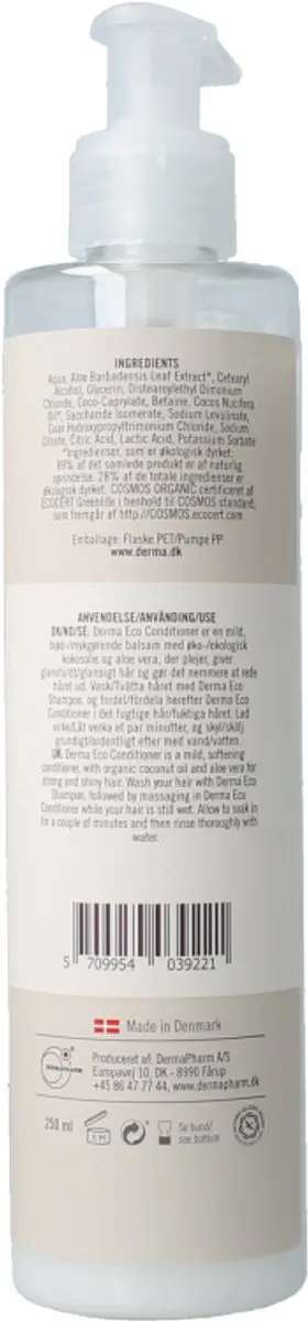 Derma Eco Conditioner 250ml - Parfumvrij met Aloë Vera & Kokosolie