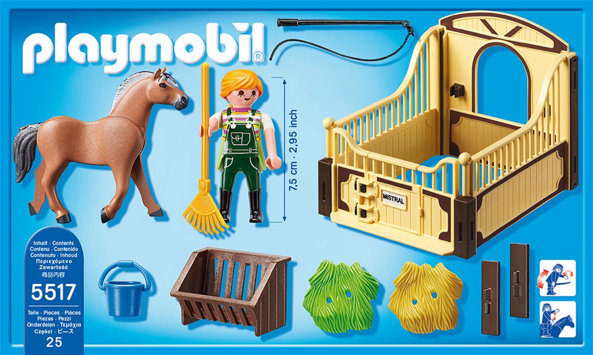 Fjordenpaard met bruin-gele paardenbox / Cheval Fjord et monitrice