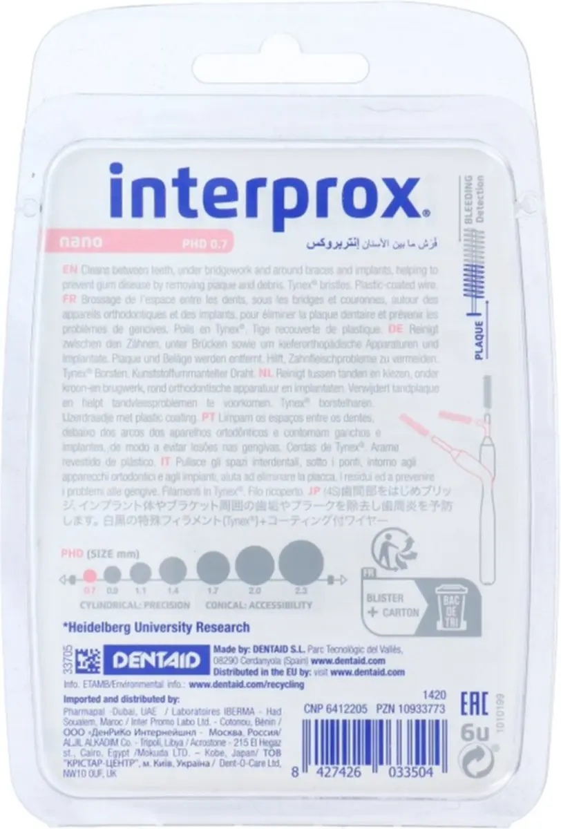 Interprox Nano PHD 0,7mm Roze Ragers - 6 Stuks