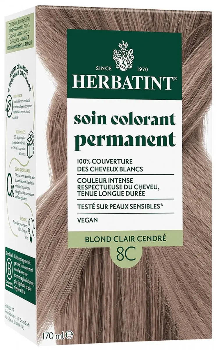 Herbatint Permanente Kleurverzorging 8C Licht Asblond 170ml