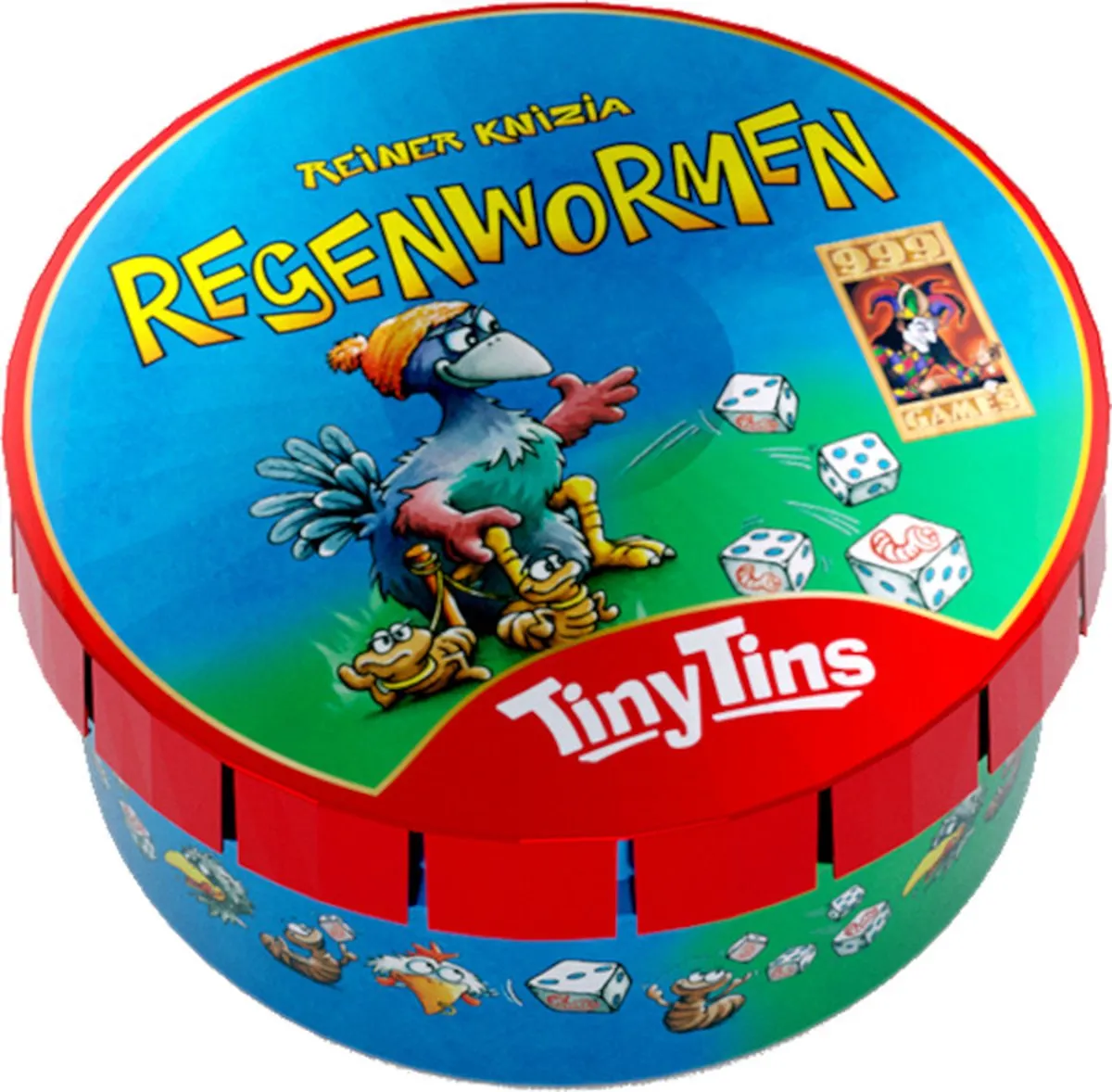 999 Games Regenwormen Tiny Tins - Dobbelspel - 16 Tegels - 8 Dobbelstenen - Multicolor - afbeelding 6 van 6