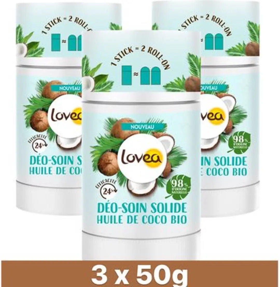 Lovea Solid Deodorant Organic Coconut Oil - 3x50g