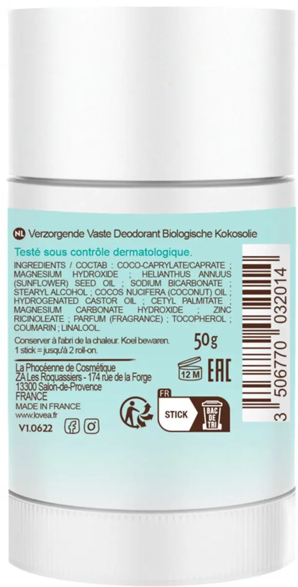 Lovea Solid Deodorant Organic Coconut Oil - 3x50g