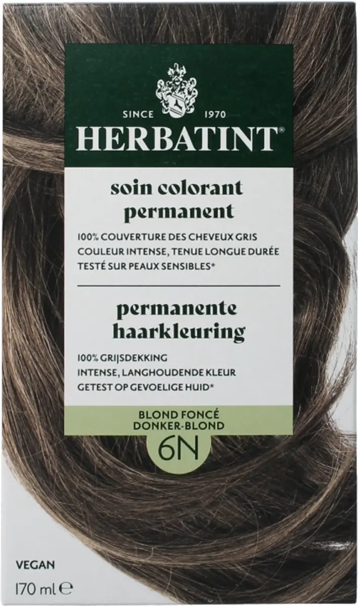 Herbatint Haarverf 6N Donker Blond 170ml - Grijs