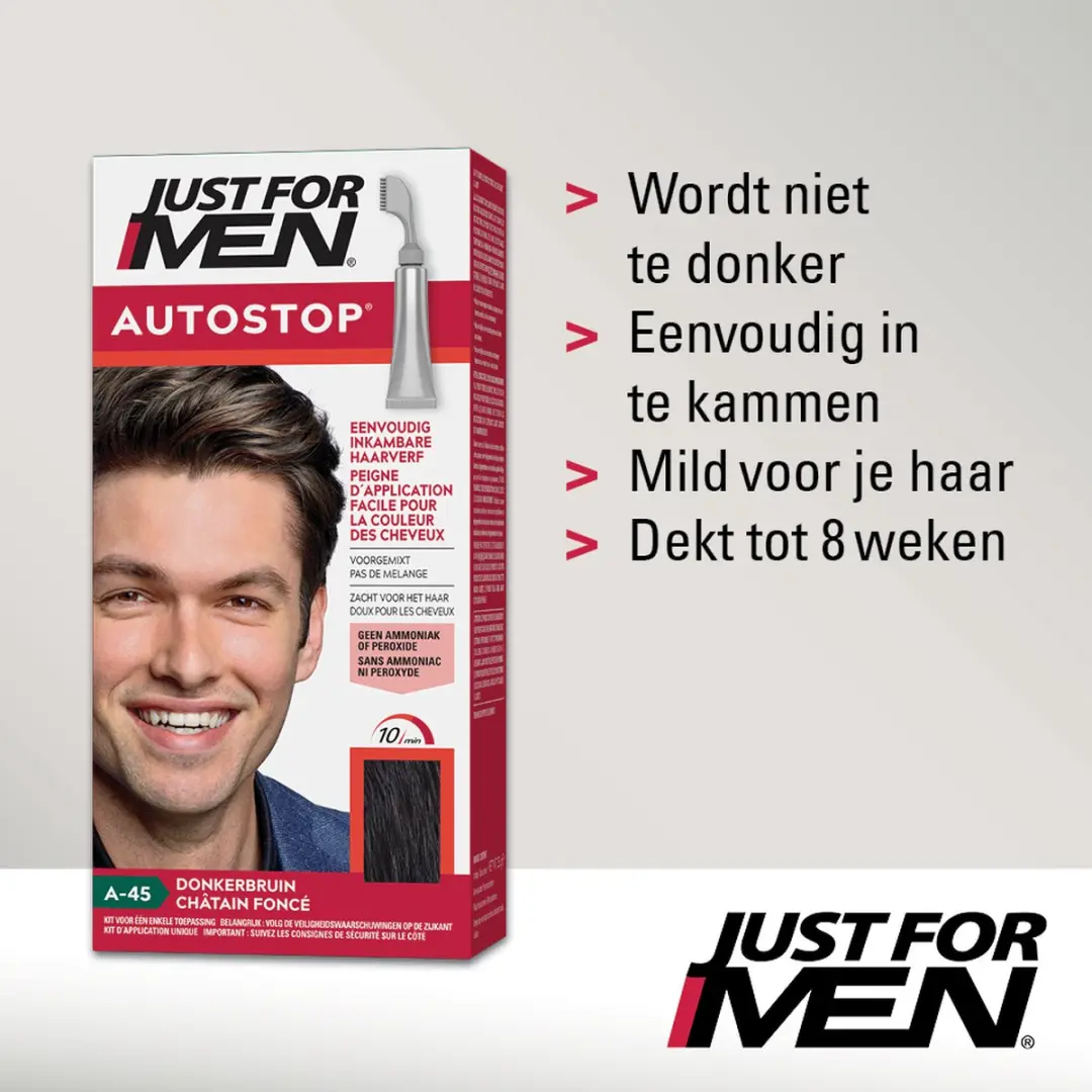 Just For Men Autostop Haarkleuring Donkerbruin 35g - afbeelding 6 van 6