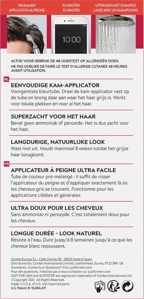 Just For Men Autostop Haarkleuring Donkerbruin 35g