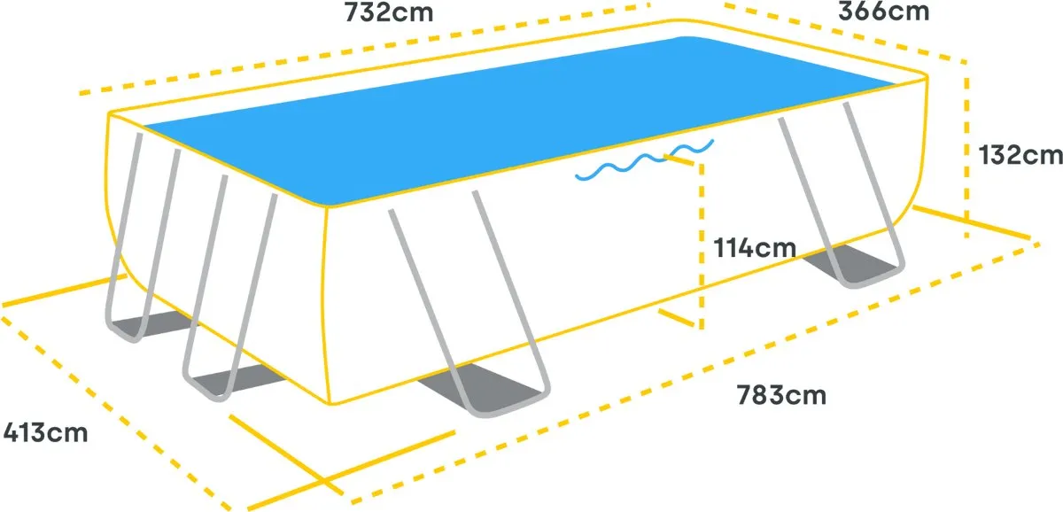 Bestway APX365 Bovengronds Zwembadset 732x366x132cm - 30.045L - Donkerblauw