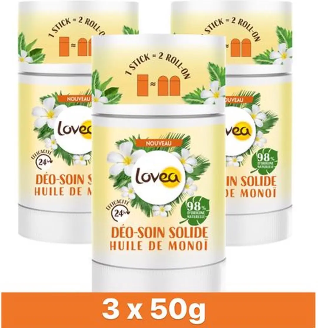 Lovea Solid Deodorant Tahiti Monoi - 3x50g