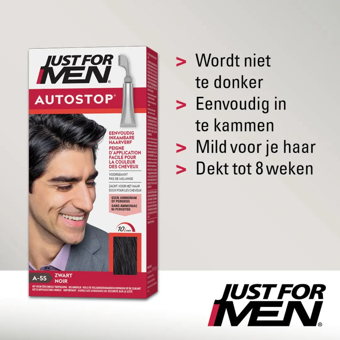 Just For Men Autostop Haarkleuring A55 Zwart - 35g - afbeelding 6 van 6