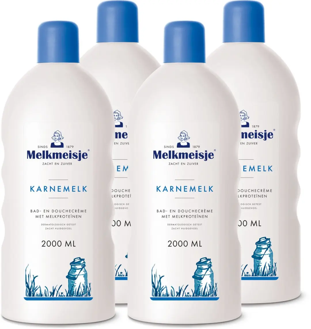 Melkmeisje Karnemelk Bad & Douche Crème 2000ml - 4 Stuks