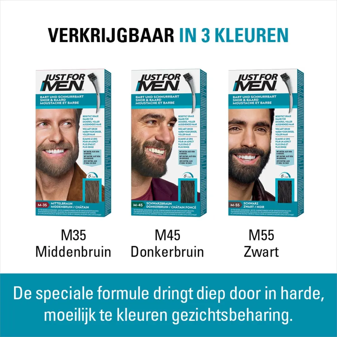 Just For Men Snor & Baard Haarkleuring M55 Zwart - 28g