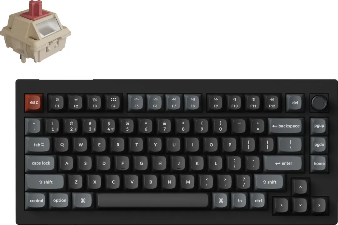 Keychron V1 Ultra V1U-D1 Mechanisch Toetsenbord - 75% - Rode Switch - Zwart - afbeelding 6 van 6