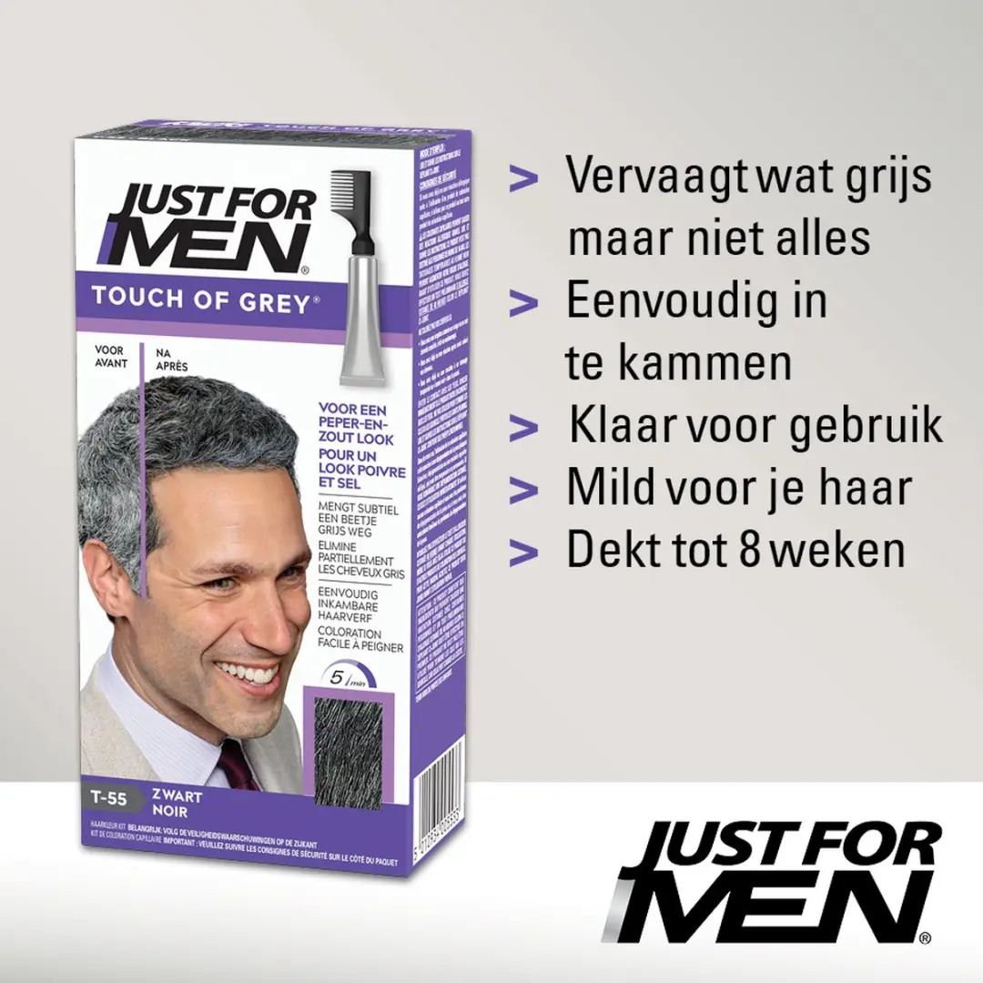 Just For Men Touch of Grey T55 Haarverf - Grijs - 40g