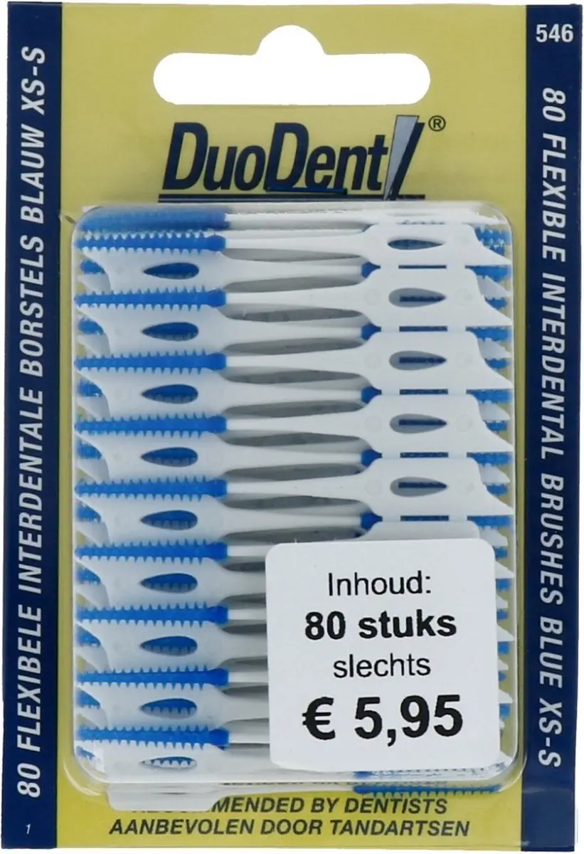 Duodent Flexibele Interdentale Borstels Blauw XS-S - 80 Stuks