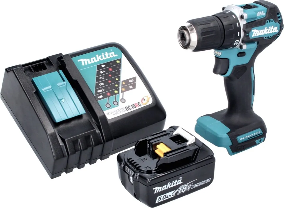 Makita DDF487RT1 Accuboormachine 18V 40Nm Borstelloos - 1x 5.0Ah Accu - afbeelding 4 van 5