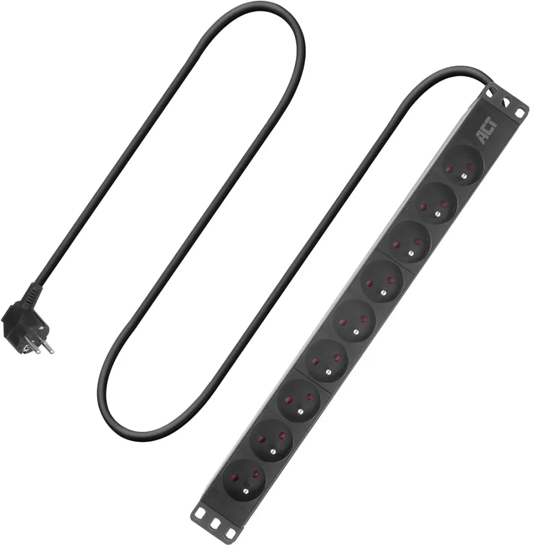 ACT PD3023 Stekkerdoos PDU 19" 9-voudig - 4000W - Zwart