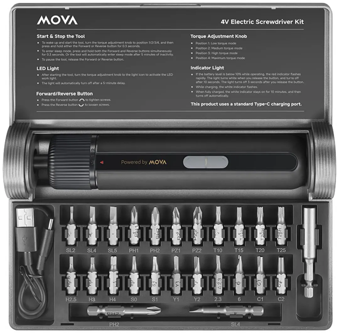 Mova MSD008 Elektrische Schroevendraaier 4V - 8N·m - 24 Bits